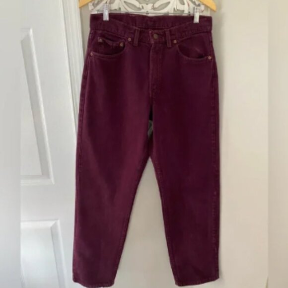 Levis 554 USA Vtg 90s Loose Relaxed fit Straight Maroon aubergine Denim - Picture 1 of 9